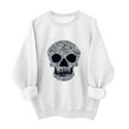 thumbnail image 3 of Meichang Women Halloween Skull Sweatshirts Oversized Sweatshirt Crew Neck Long Sleeve Fall Pullover Tops Black Cat Halloween Sweater, 3 of 5