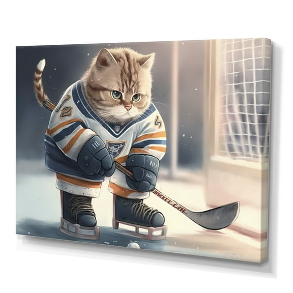 Designart Anime Hocket Cat On Ice Rink I Canvas Wall Art