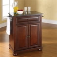 thumbnail image 2 of ALEXANDRIA SOLID BLACK GRANITE TOP PORTABLE KITCHEN ISLAND IN VINTAGE MAHOGANY FINISH, 2 of 7