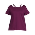 thumbnail image 2 of Terra & Sky Women's Plus Size Cut Out Neck Short Sleeve Top, 2 of 5
