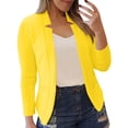 thumbnail image 2 of Women's Blazers and Suit Jackets Yellow Casual Professional Pocket Blazer Women's Solid Color Work Outerwear WCJM Women Blending Coats, 2 of 3