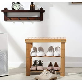 Ecomex Solid Wood Shoe Bench 3 Tier Storage Entry Rack Black 33.6 Walmart