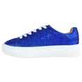 thumbnail image 2 of La Sheelah Women’s Rhinestone Platform Sneakers – Sparkly Glitter Fashion Shoes, Bling Casual Lace-Up Sneakers, Crystal Streetwear Flatform Shoes DOLCE-66 Royal Blue 7.5, 2 of 5