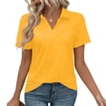thumbnail image 2 of Womens Tops Under $10 Women's Lapel Collar Basic Travel Vacation Top Fashion V Neck Short Sleeve Casual Shirts Summer Work Business Blouses, 2 of 7