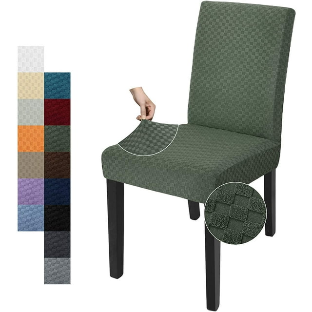 6 Packs Latest Checkered Dining Chair Slipcover Parsons Chair Furniture Protector Stretch Chair Covers for Dining Room, Restaurant, Kitchen, Party (Army Green)