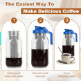 thumbnail image 4 of Cold Brew Coffee Maker,64oz Wide Mouth Jar Pitcher with Filter,Pour Spout Handle Lid,Leak-Proof Pitcher Glass Blue, 4 of 6