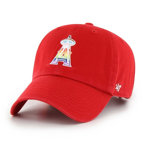 Men's '47  Red Los Angeles Angels Team Pride Clean Up Adjustable Hat