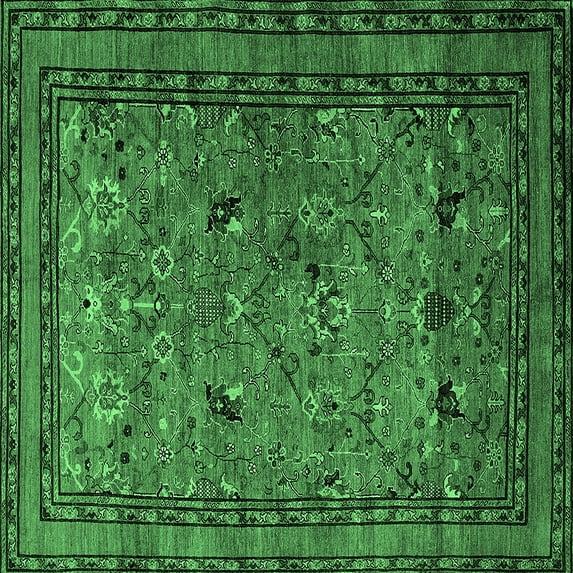 Ahgly Company Indoor Square Oriental Emerald Green Traditional Area Rugs, 3' Square