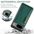 thumbnail image 5 of Case Designed for Google Pixel 9 / 9 Pro, Detachable Back Card Pockets, Magnetic Zipper PU Leather Kickstand Classic Rugged RFID Blocking Phone Case Cover for Google Pixel 9 / 9 Pro, Green, 5 of 14