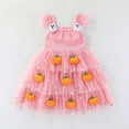thumbnail image 3 of WIBACKER Toddler Baby Girl Halloween Princess Dress Ruffle Sleeveless Summer Tutu Dresses Tiered Ruffle with 3D Pumpkin Tulle Sundress 1-6Y, 3 of 10