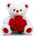 thumbnail image 1 of Teddy Bear Stuffed Animals Plush Bear Holding Rose Soft Plush Toy Valentine's Day, 16 Inch, White, 1 of 5