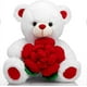 thumbnail image 1 of Teddy Bear Stuffed Animals Plush Bear Holding Rose Soft Plush Toy Valentine's Day, 16 Inch, White, 1 of 5