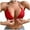 Red, variant on Women's Fashion Push Up Bra with Detachable Thin Button Triangle Cup and Silver Ribbon Neckline