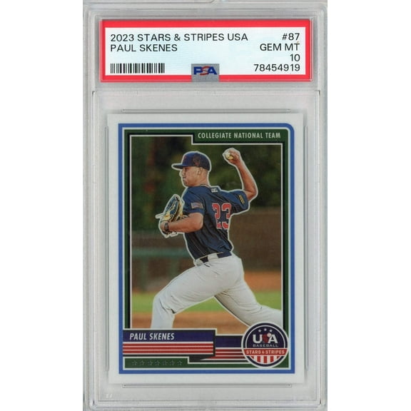 Graded 2023 Panini Stars  Stripes USA Paul Skenes #87 Rookie RC Baseball Card PSA 10 Gem Mint