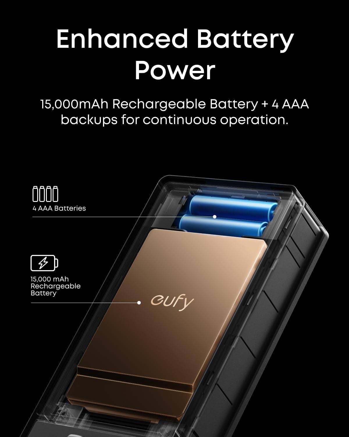 eufy Smart Lock FamiLock S3 With Palm Vein Recognition - Keyless Entry Door Lock for Front Door, 3-in-1 Wi-Fi Keypad Deadbolt+ 2K HDR Camera+ Doorbell, Motion Sensor, No Monthly Fee
