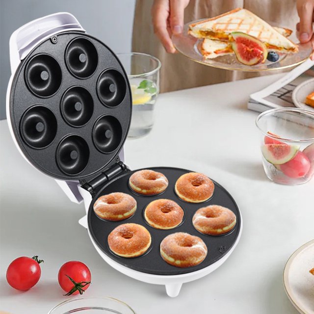 Mini máquina para hacer donas, máquina para hacer 7 donas, máquina para hacer panqueques