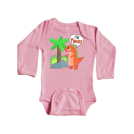 

Inktastic I m 2! Cute Dinosaur Birthday Tyrannosaurus Gift Baby Boy or Baby Girl Long Sleeve Bodysuit