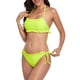 thumbnail image 3 of Conjunto de bikini con lazos laterales, tankini con volantes y cuello halter, talla S, 3 of 6