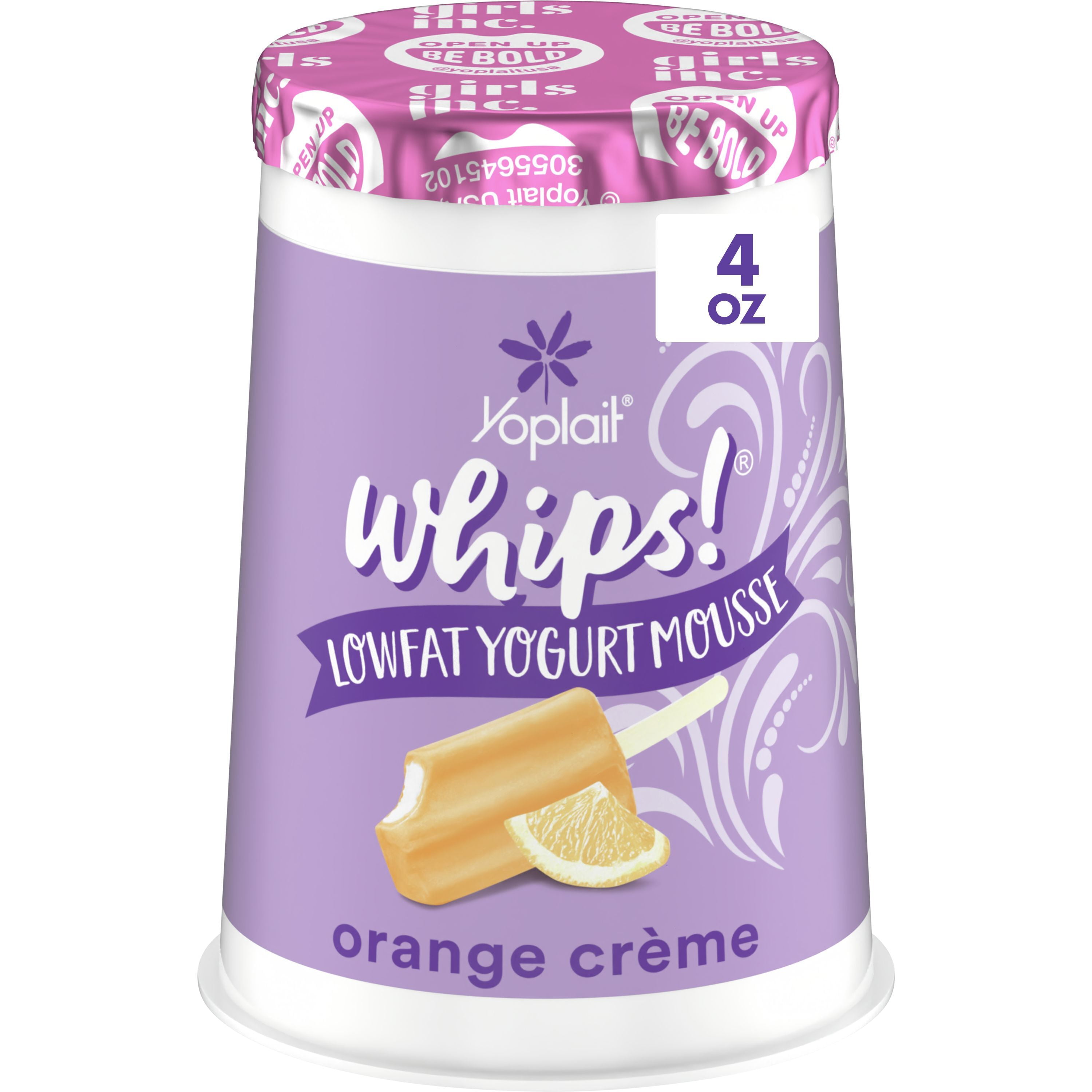 Yoplait Whips Lowfat Yogurt Mousse, Orange Creme Flavored Snack, 4 OZ