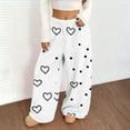 thumbnail image 4 of Simua Women's Valentine's Day Heart Print Flannel Plush Wide Leg Pants - Elastic Waist Side Pocket Casual Trousers S-XXL Festive Lounge & Daily Pants, 4 of 7