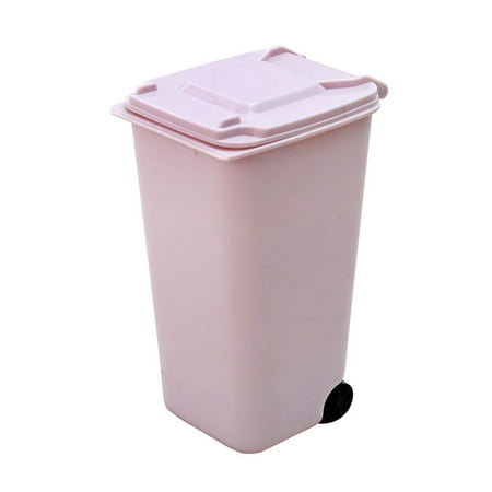 Organiser Mini - Creative Mini Wheelie Trash Can Plastic Storage Bin Desktop Organizer Pen/Pencil Cup