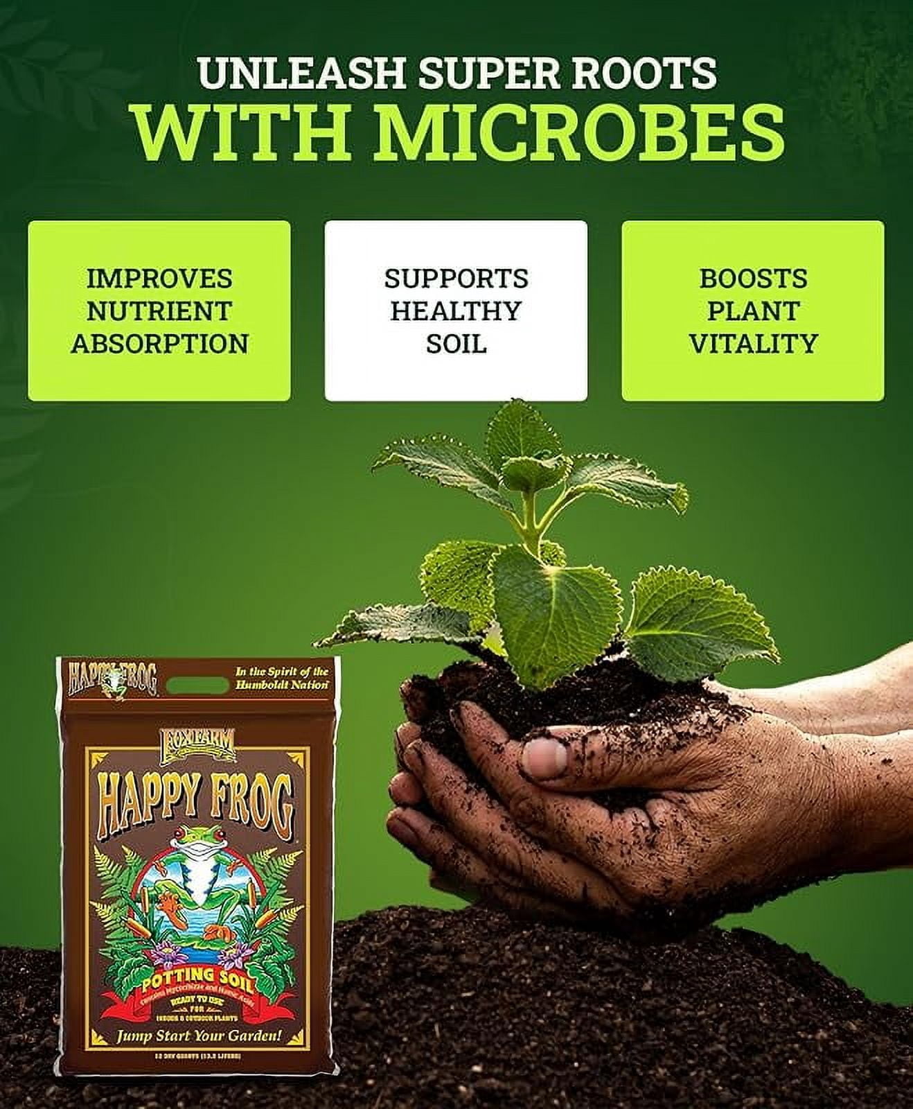 Happy Frog Potting Soil, 12qt – for Indoor/Outdoor Container Plants, Improves Root Efficiency, pH Adjusted for Optimal Nutrient Uptake – Contains Microbes and Humic Acids (Pack of 4)