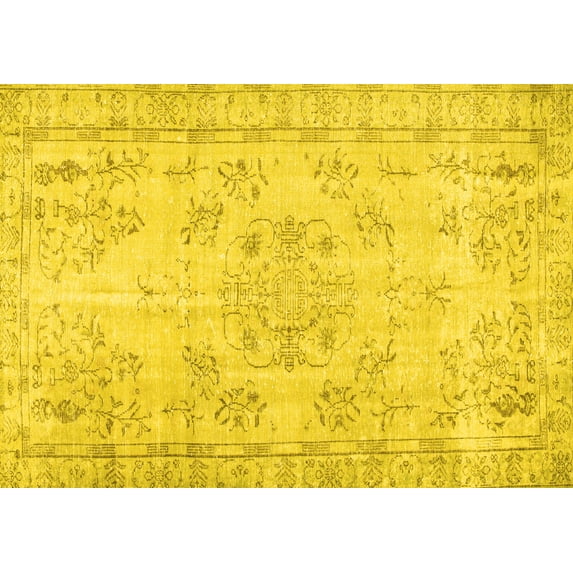 Ahgly Company Indoor Rectangle Abstract Yellow Contemporary Area Rugs, 2' x 3'