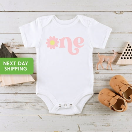 One Daisy Baby Onesie  One Wild Groovy Girl Birthday Onesie  Daisy Love 1St Birthday Bodysuit  Retro First Birthday Party Outfit Cool Baby Clothing  Cute Baby Onesie  BABY BODYSUIT LAT 4424