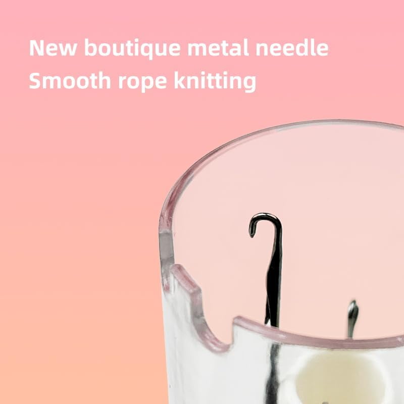 ABCISI 2025 New i Cord Knitting Machine, Rope Knitting Mill Mid End Braiding Machine, Ceiling Style Double Guide Mouth Groove Upgraded Weaving Artifact Yarn Rope DIY Tool（Pink and White）