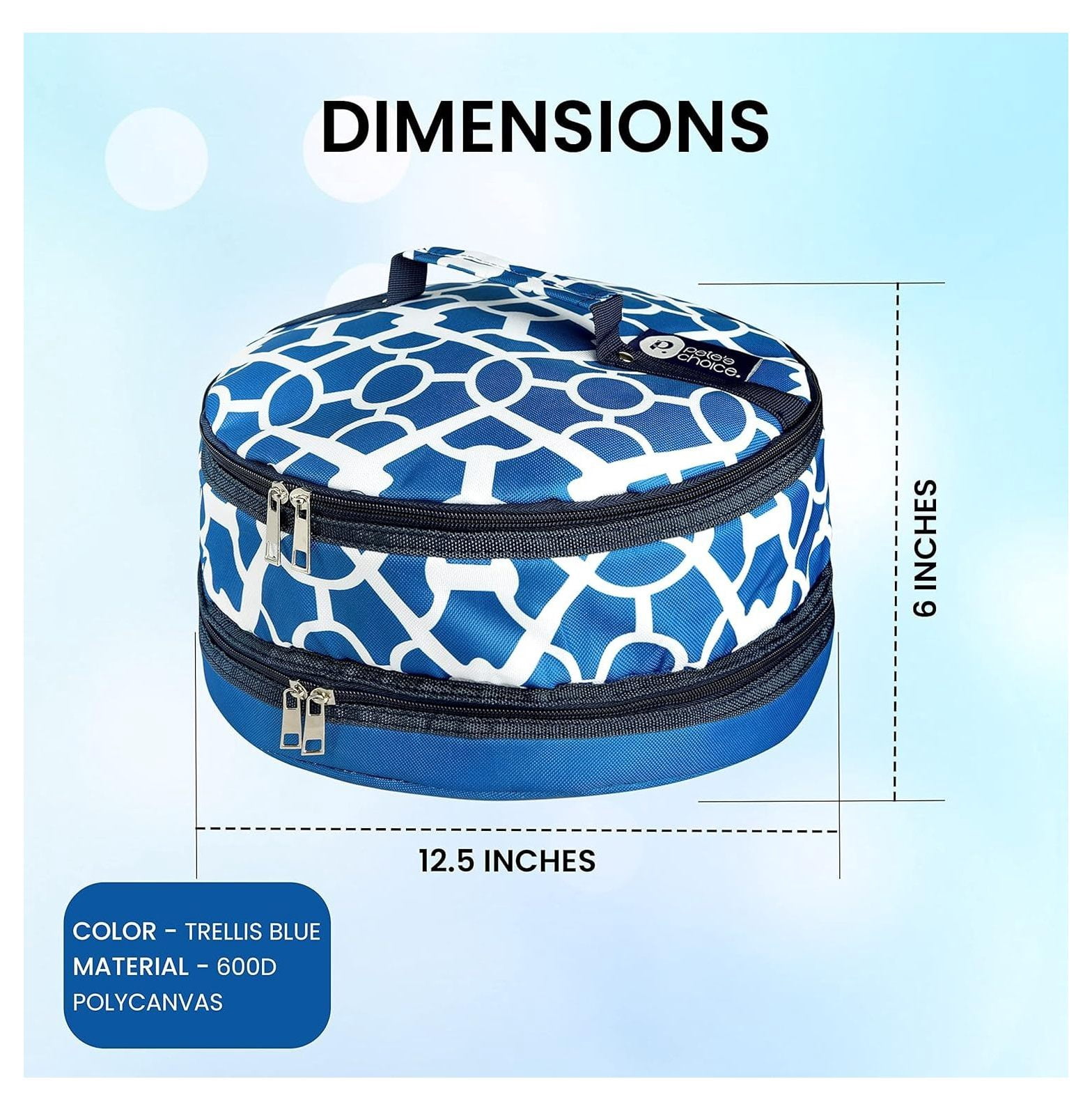 Lwory Pie Carrier, Round Thermal Casserole Carrier, Reusable Insulated Lunch Cooler Bag, Lightweight and Durable, Bags for Picnic, Potluck Trip