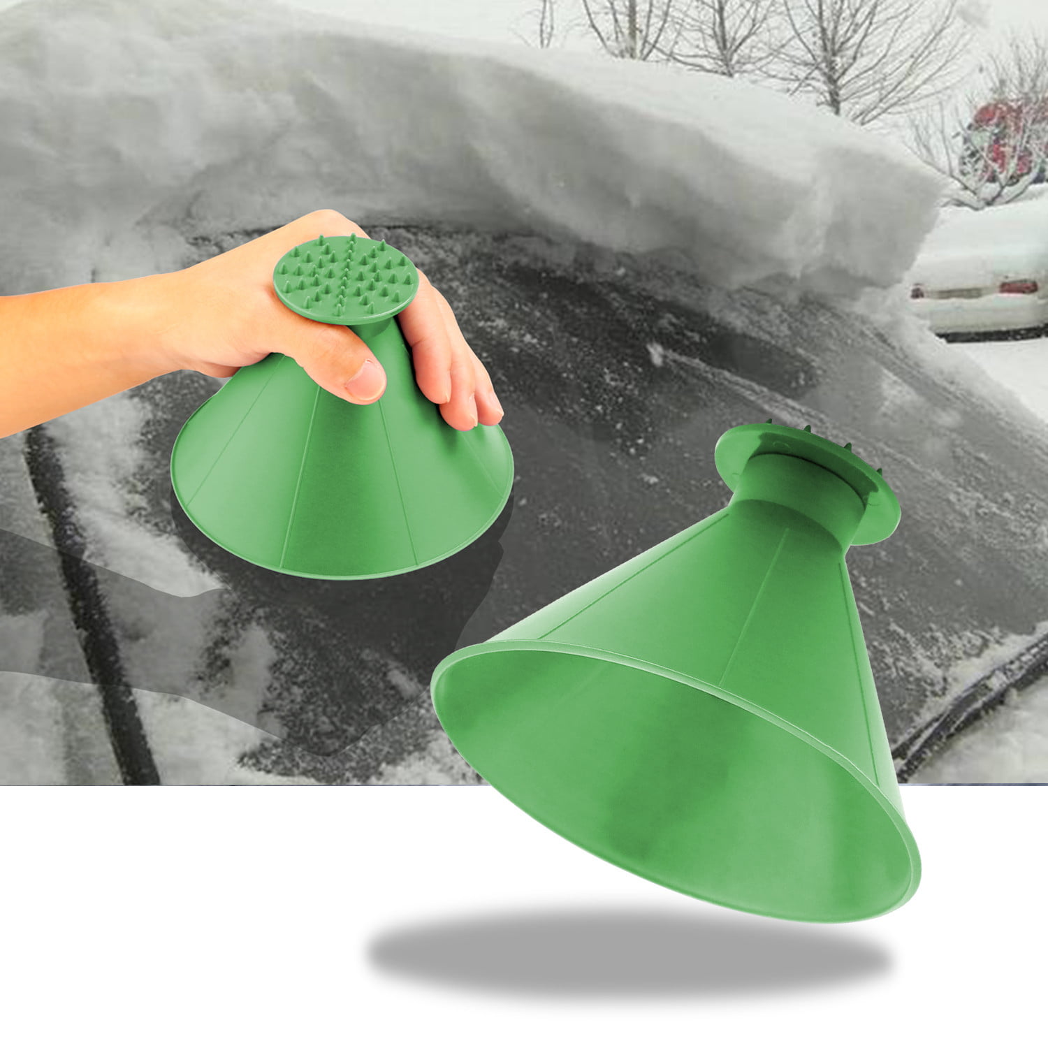 Magical Ice Scrapers Snow Shovel Gardening Trowels Car Round Windshield Snow Scraper Funnel Cone-Shaped Snow Removal Shovel Tool 