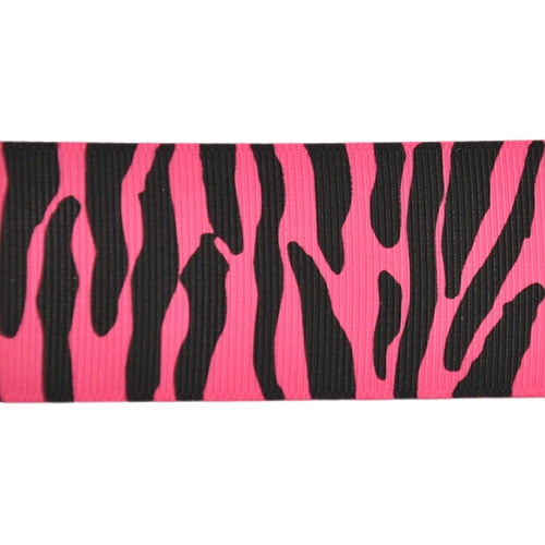 1.5" Passion Fruit/Black Zebra Grosgrain Ribbon 50 Yard