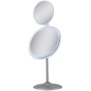 Angle View: MA47 Zadro Single-Sided Pedestal Vanity Mirror with Folding Mini Mirror