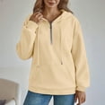 thumbnail image 7 of Yteetum Oversized Hoodies for Women Quarter Zip Up Lapel Drawstring Pullover Hooded Sweatshirts Top Womens Casual Solid Loose 1/4 Zip Up Turndown Collar Hooded Sweatshirts Fall Winter Colthes Clothes, 7 of 7