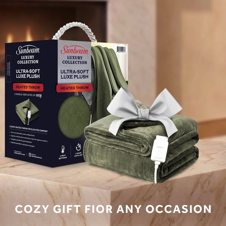 Heated Plush Throw Blanket, Sage, 50 x 70 in photo 8