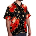 thumbnail image 2 of Seven Starred Ladybird Men's Short Sleeve Poplin Beach Shirts, Casual Printed Button Down Summer Hawaiian Shirt - Unisex, 2 of 6