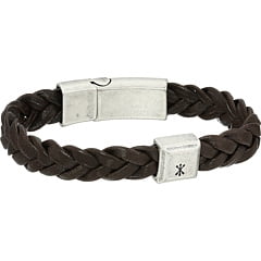 M Ss Leather Mens Bracelet