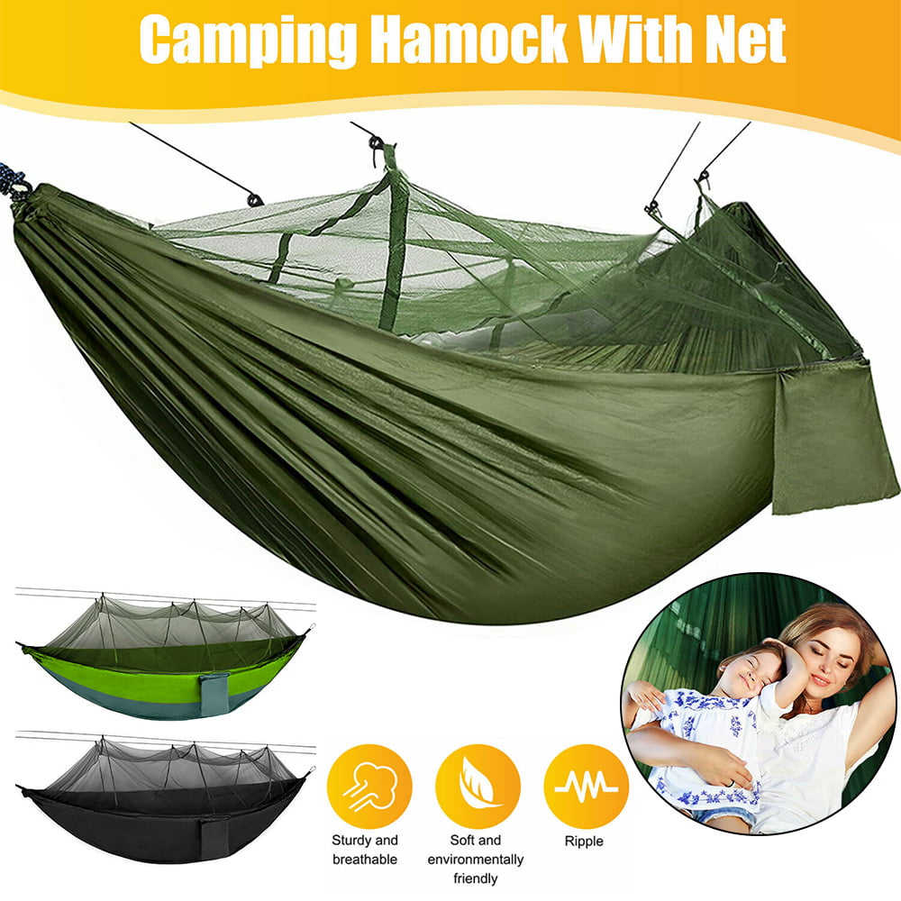 Double Camping Outdoor Hammock with Mosquito Net Nylon Tent Hanging Bed Travel 