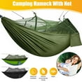 thumbnail image 1 of Camping Hammock with Mosquito Net Double & Single Portable Hammocks Parachute with Tree Straps for Outdoor Trips, Green, 1 of 8