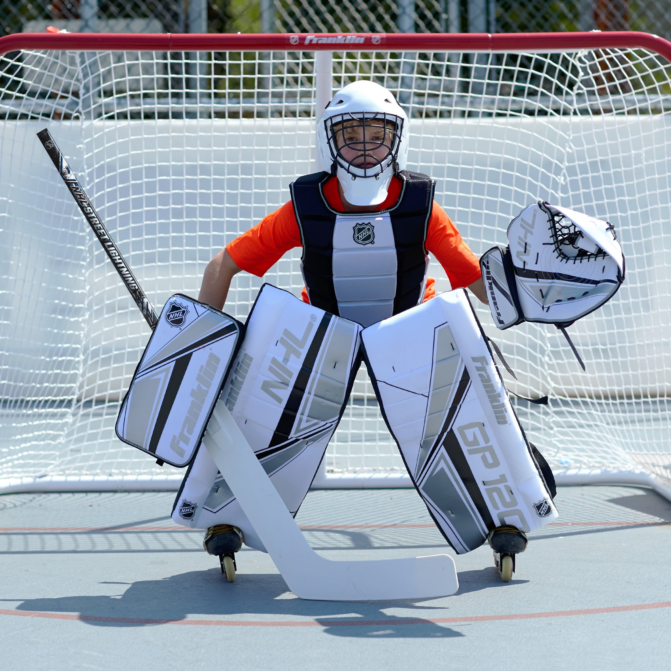 Franklin Sports NHL Street Hockey Youth Goalie Stick - Street Lightning Kids Outdoor Street + Roller Hockey Goalie Stick - Youth Junior Hockey Goalie Stick - 40" Inches