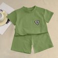 thumbnail image 4 of Cethrio Boys Activewear Outfit Sets, Summer School 2 Piece Short Sleeve Kids' Athletic Clothing Sets Army Green Size 6-7T, 4 of 7