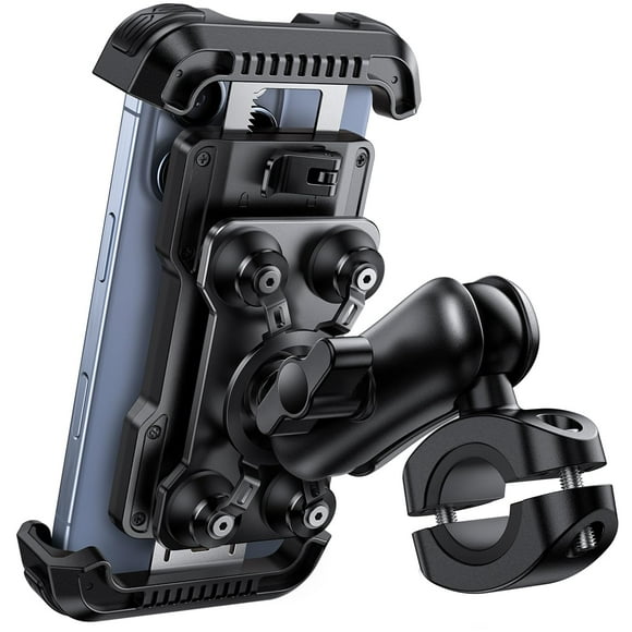 Lamicall Motorcycle Phone Mount Holder - [Dual Vibration Dampener] [Metal Adjustment Arm] Motorcycle Cell Phone Holder, Bike Handlebar Phone Mount, f