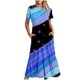 thumbnail image 2 of Puntoco Vestido Midi De Moda Para Mujer Vestido De Cuello Redondo De Manga Corta Con Dos Bolsillos En Capas Con Estampado Colorido Brillante Azul Xxl,Regalos Para Mujer Joven, 2 of 6