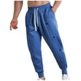 thumbnail image 2 of FDGIU Trousers Plus Velvet Men Solid Color Fashion Thickening Waistband Casual Buttons Bottoms Sports Pants Heavyweight Fleece Cargo Pants, 2 of 3