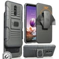 thumbnail image 1 of Case with Clip for LG Stylo 5, Nakedcellphone Black Rugged Ring Grip Cover + Belt Hip Holster Stand [with Built-In Mounting Plate] for LG Stylo 5, Stylus-5, 1 of 10