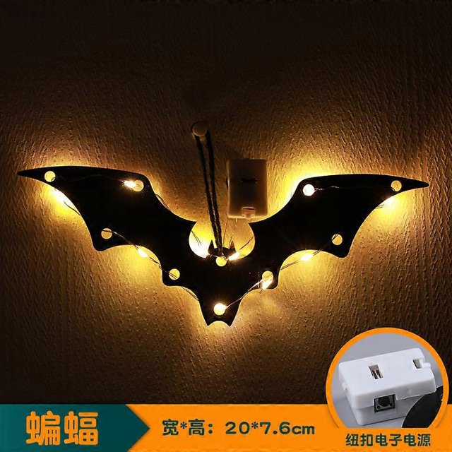 Decoración luminosa de Halloween, accesorios para fiesta de calabaza de Halloween, colgantes y adornos para fiesta de Halloween para telarañas, 1 murciélago