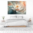 thumbnail image 3 of Mudket White Lotus Flower with Fluid Art Canvas Wall Art, Framed Floral Print, Ready to Hang Wall Decor for Living Room Bathroom, Calming Artwork - 12"L x 8"W, 3 of 10