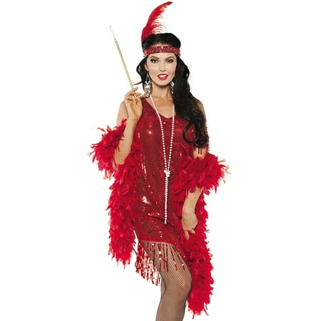 Red Sequined Swinging Flapper Dress 20'S The Great Gatsby Halloween Costume