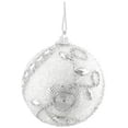 thumbnail image 2 of Northlight 3ct White and Silver Embellished Shatterproof Christmas Ball Ornaments 3" (75mm), 2 of 3