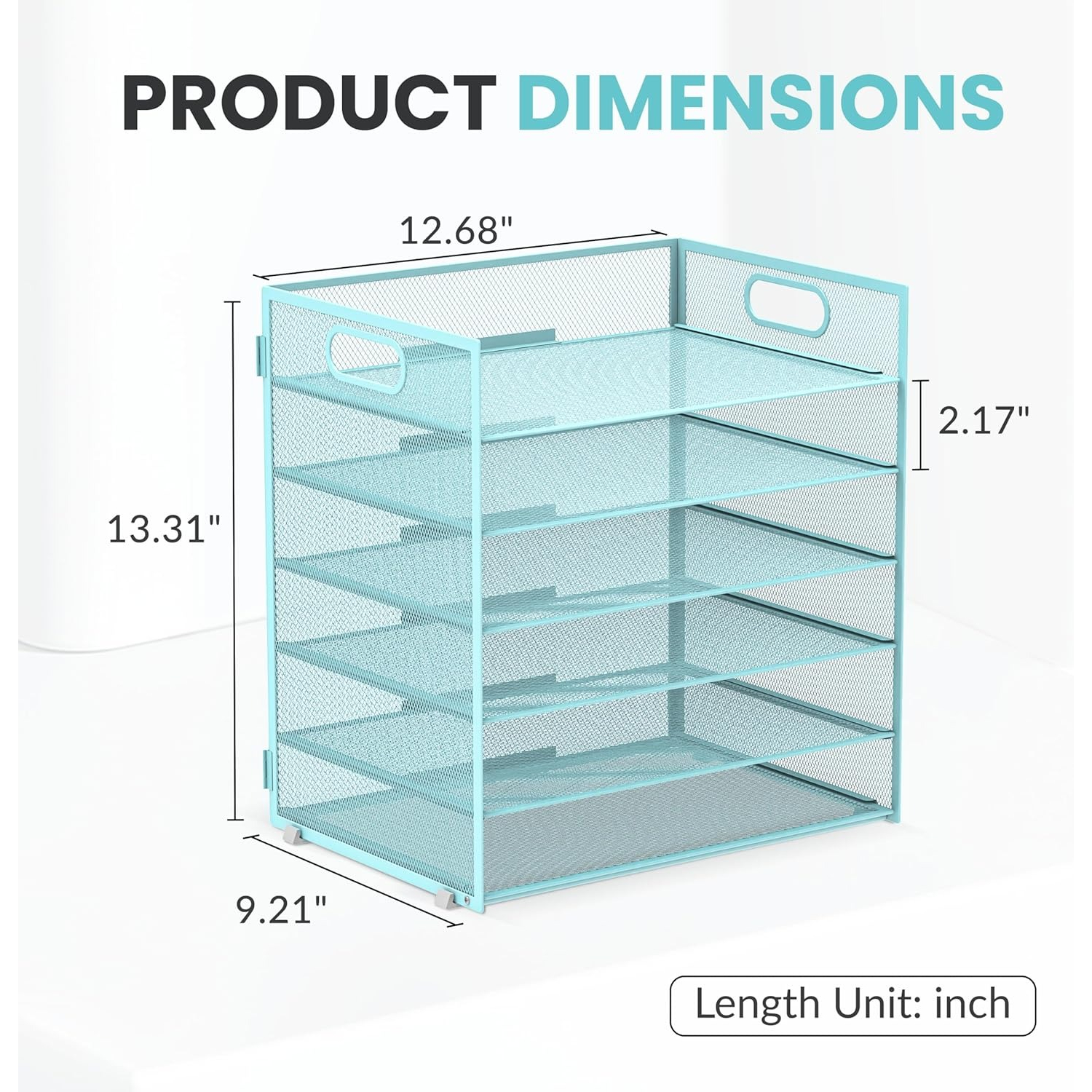 INTIGE 6 Tier Paper Organizer for Desk, Paper Letter Tray Organizer, Metal Mesh Desk File Organizers with Handle for Office/Home